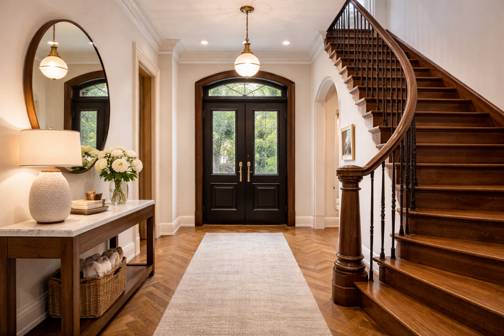 elegant brownstone entryway details